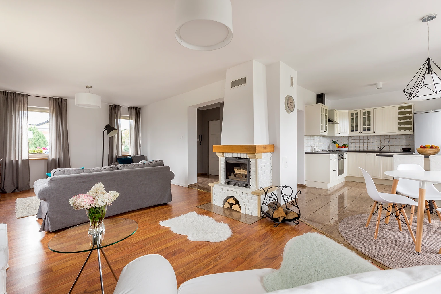 Bright white living room