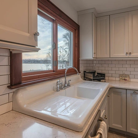 Kitchen with wood cabinets