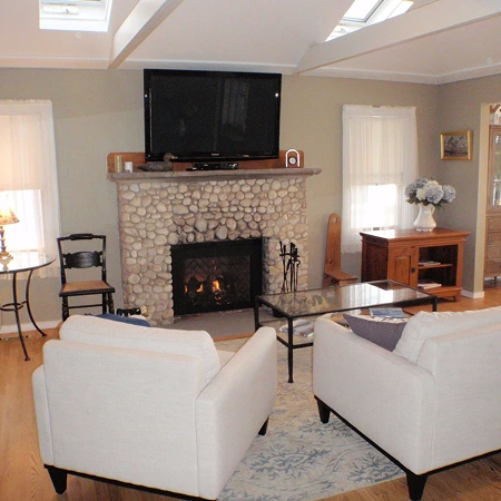 Wood-finished living room