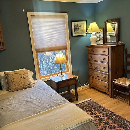 Sunlit bedroom corner
